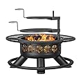 Verdeluxe 47 Inch Outdoor Fire Pit with 2 Grills, Extra Large BBQ Firepits for Outside, Metal Round Fire pits with Lid&Fire Poker,3 in 1 Wood Burning Outdoor Fireplaces for Backyard,Patio,Bonfire