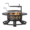 47 Inch Outdoor Fire Pit with 2 Grills, Extra Large BBQ Firepits for Outside, Metal Round Fire pits with Lid&Fire Poker,3 in 1 Wood Burning Outdoor Fireplaces for Backyard,Patio,Bonfire
