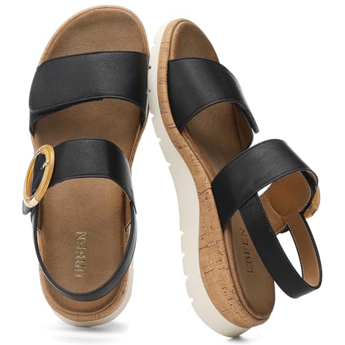 UBFEN Womens Low Wedge Walking Sandals with Arch Support by UBFEN - Used condition - Image 4