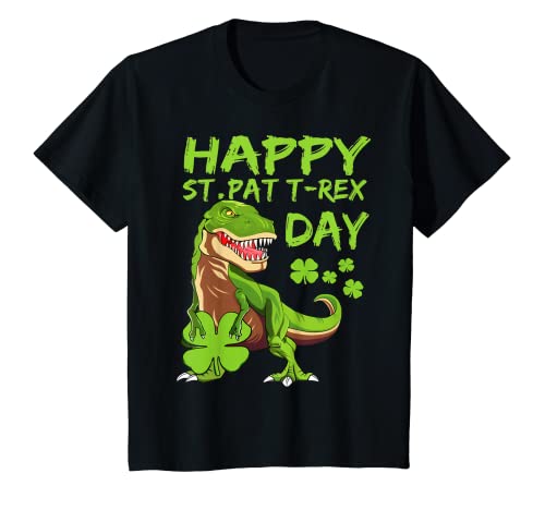 Youth Kids Happy St Pat Trex Day Dino St Patricks Day Boys Gift T-Shirt