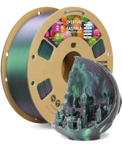 OVERTURE Easy PLA 1.75mm 3D Printer Filament, 1kg Cardboard Spool (2.2lbs), Dimensional Accuracy +/- 0.03mm, Fit Most FDM Printer (Shimmer Dark Green)