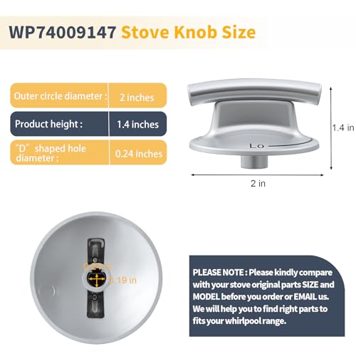 Boutons de four Whirlpool Gas Range et table de cuisson Jenn-Air WP74009147