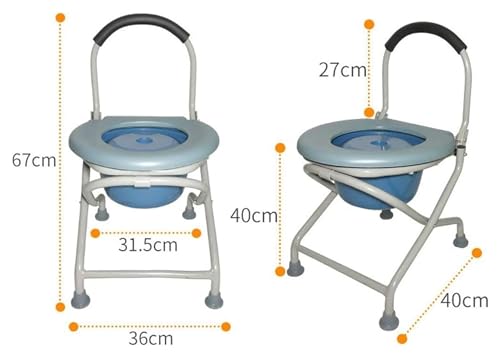 Bedside Commodes Lightweight Shower Chair Bariatric Toilet Seat Folding Potty Chair with Bucket/Lid Safety Steel Frame Bathroom Support Daily Living Aids - Image 3
