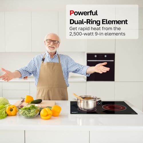 Apartment Electric Cooktop, ThermoMate 21 Inch Built-in Radiant Electric Stove Top, 3700W Ceramic Stove Top with 2 Burners, UL Certified, Knob Control, 240V - Image 6