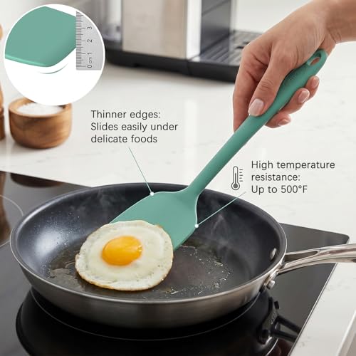 Image of Coukre Silicone Spatula Set of 7, BPA Free Food Grade Silicone Cooking Utensils, Heat Resistant Kitchen Tools for Nonstick Cookware, Dishwasher Safe Spatulas for Cooking and Baking(7,PureAquaGreen)