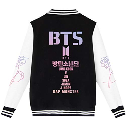 SERAPHY Unisex BTS Sudadera Ropa BTS Chaqueta de Beisbol para Army Suga Jin Jimin Jung Kook J-Hope Rap-Monster V 5420Negro XL