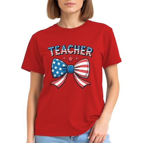 Image of 4th of July Bow Tank Top Women-Vintage American Bow Sleeveless Shirt USA Flag Tee Top Patriotic Tank Top