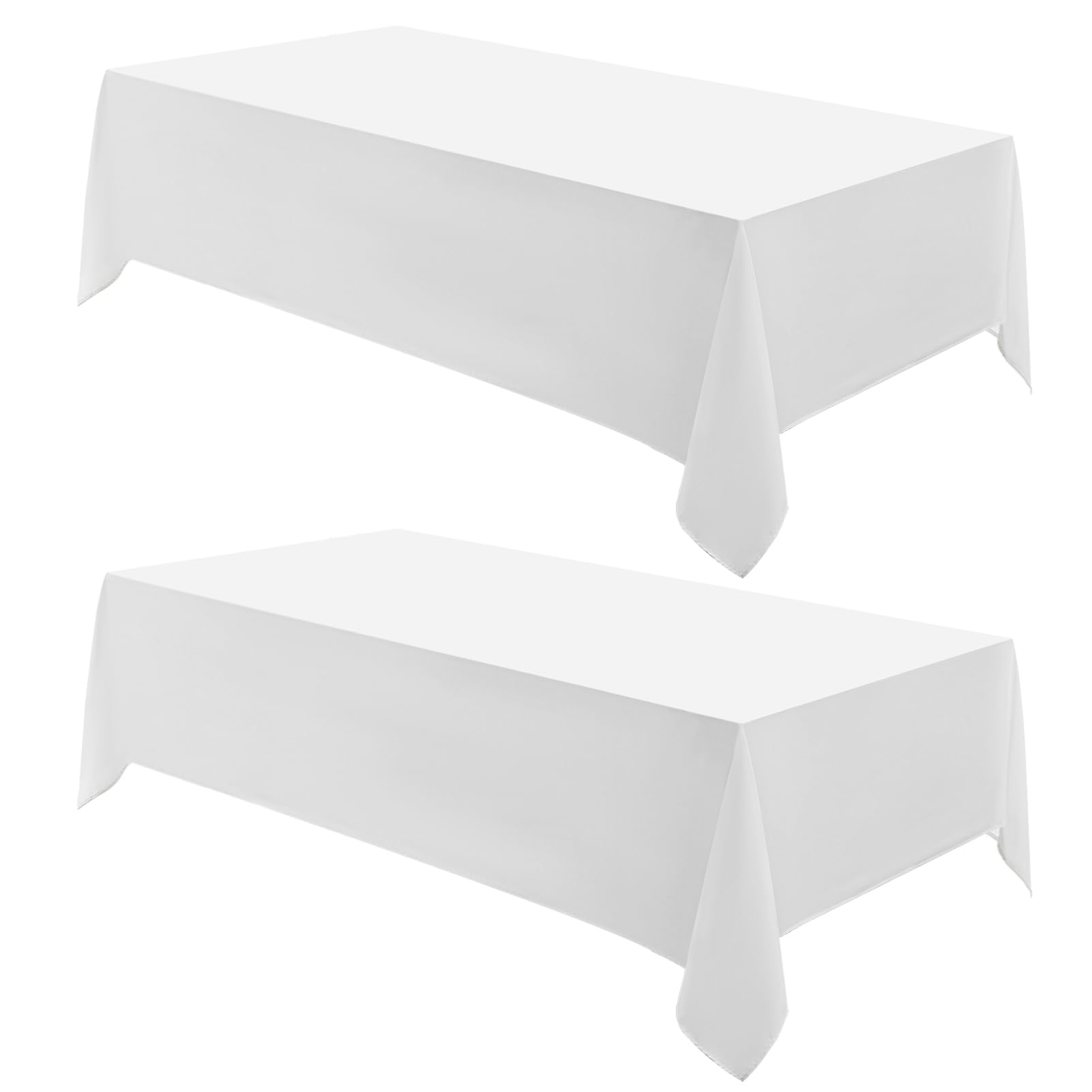 Rechteckige Tischdecke, 152,4 x 308,5 cm, 2 Stück, weiß, schmutzabweisend, dekorativ, waschbar, Polyester, rechteckige Tischdecken für Esstisch, Bankette, Buffet-Partys und Hochzeiten
