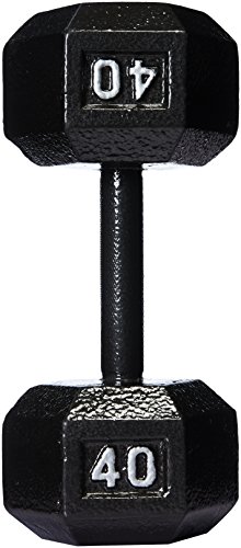 Image of amazon basics Cast Iron Hex Fixed Dumbbell Weight - 13.4 x 5.8 x 5 Inches, 18 kg, Black