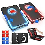LED Cornhole Board Set, Light-Up and Travel Cornhole Boards Games Set, Corn Holes Outdoor Game, Corn Hole Game Set w/ 2 Boards, 8 Beans Bags for Backyard, Beach, Lawn (Black)