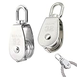 Ginhkok 滑車 M32 小型ステンレス SUS304 荷揚げ 耐荷重250KG 12mm以下のロープを使用 クレーンプーリーブロック クライミング スイベル式 滑車ローププーリー 二個セット