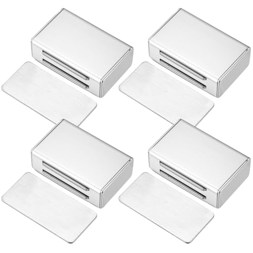 4 imanes para puertas de armarios, imanes para muebles, puertas, cierres magnéticos fuertes, acero inoxidable, cierre magnético autoadhesivo para cajones de cocina, armarios, cierrapuertas sin