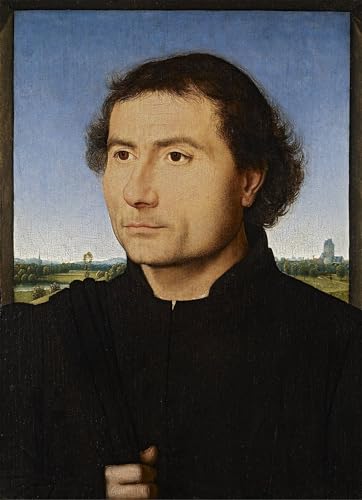 Art décoratif imprimé sur toile : portrait d'homme Hans Memling, affiche murale bureau 60x90
