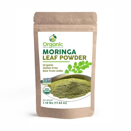 Organic Moringa Powder - 1.10 lbs (17.64 oz) | USDA Organics Non-GMO Kosher Halal Moringa Oleifera Leaf Powder - 100% Raw and Natural Gluten-Free