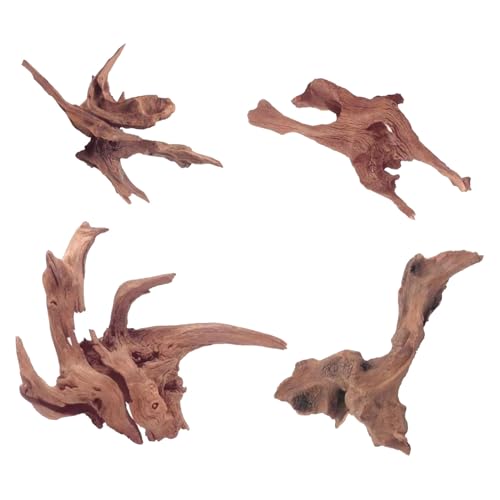 JDCMEI 4 Pcs Driftwood for Aquarium Natural Driftwood Branches for Fish Tank Natural Wood Reptiles Trunk Fish Tank Log Decoration Plant Stump Ornament for Aquascaping Micro-aquariums Hardscape