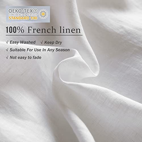 Image of XZ XIFA 100% Washed French Flax Linen Duvet Cover Set - 3 Pieces, Cooling & Textured Farmhouse Bedding for Hot Sleepers, with Zipper Closure (White, King)
