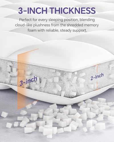 Image of ChiXpace Dual Layer Memory Foam Twin XL Mattress Topper - 3 Inch Cooling Pillow Top Cover Rayon and 2 Inch Gel Egg Crate Foam, Twin XL Extra Long College Dorm Room Essentials (Cream)