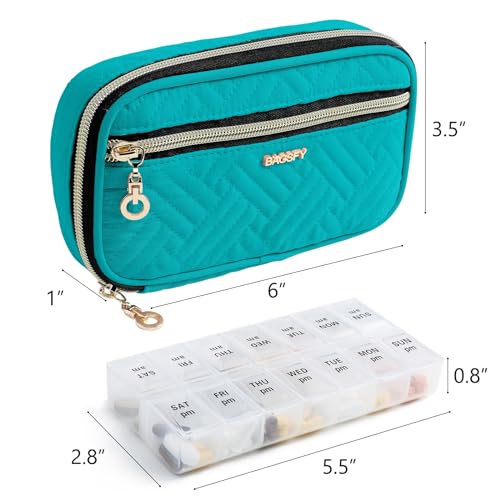 Image of BAGSFY Pill Organizer Case 2 Times a Day- Weekly Medicine Organizer Travel Pill Box with Removable 7 Day Medicine Case Container for Fish Oil, Vitamin, Supplement