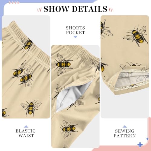 Pajama Pants Soft Lounge Pants with Pockets Bee Sleepwear Bottoms 6-14 Year3