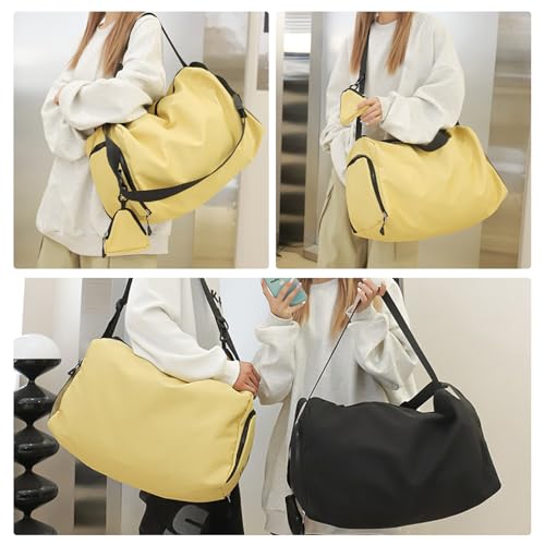 Weekender Bag – Geila Personal Item Duffel Bag with Shoes Compartment, Overnight Travel Bag, Yoga & Gym Bag (Yellow)2