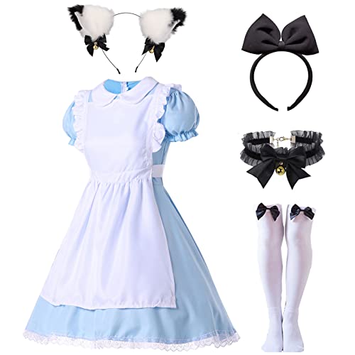 Timisea Lolita French Maid Blaues Kleid Outfits 5tlg französische...