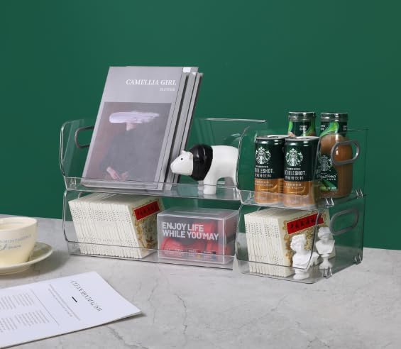 Miniatura 3 de Skywin Contenedores de almacenamiento transparentes apilables para despensa (2 pequeños + 2 grandes), organizadores de acrílico transparente y