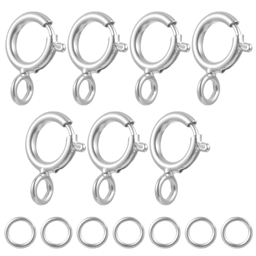 7 Sets 925 Sterling Silver Necklace Clasps and Closures 5mm Spring Ring Clasp Jewelry Clasps with...