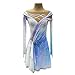 JRUIA White,S,Girls' Figure Skating Dress Handmade White Blue Halo Dyeing Long Sleeve Ballet Gymnastic Clothes Women's Ice Skating Wear
