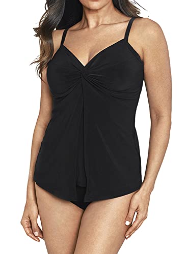 Miraclesuit Women's Swimwear Love Knot Sweetheart Neckline Underwire Bra Tankini Bathing Suit Top, Black, 142