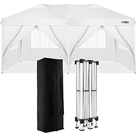 cobizi Folding Gazebo Waterproof Garden Gazebo, 3 x 6 m Outdoor Folding Gazebo Party Tent Gazebo Marquee with 6 Side Walls for Outdoors, Garden, Party, Wedding, Picnic, Market Cover