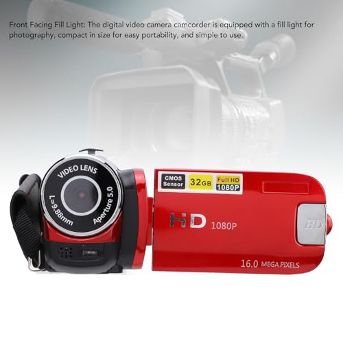 Câmera de Vídeo TYTOGE Filmadora 16MP 1080P HD Zoom Digital 16X Tela de Rotação de 2,4 Polegadas Gra