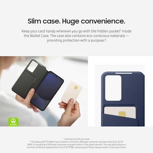 Image of SAMSUNG Galaxy S24 FE Wallet Phone Case Black | Protective Cover, Smart Small Screen View, Finger Tap Control, Slim Design, Card Holder Pocket, US Version