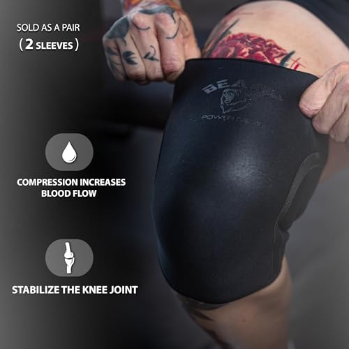 Beast Power Gear Neoprene Compression Knee Sleeves 7MM (Pair) Enhanced Knee Support in Squats Powerlifting Weightlifting and Wrestling – Unisex by Beast Power Gear - Image 3