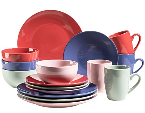 MÄSER 931957 Serie Inoda, Kombiservice für 4 Personen, 16-teiliges Geschirr Set mit Speiseteller, Dessertteller, Müslischale und Kaffeetasse, rundes Essgeschirr Geschirrset, Steinzeug MÄSER 931957 Serie Inoda, Kombiservice für 4 Personen, 16-teiliges Geschirr Set mit Speiseteller, Dessertteller, Müslischale und Kaffeetasse, rundes Essgeschirr Geschirrset, Steinzeug