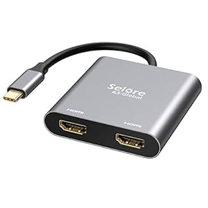 Selore&S-Global USB C to Dual HDMI Adapter 4K @60hz, Type C to HDMI Converter for MacBook Pro Air 2020/2019/2018,LenovoYoga 920/Thinkpad T480,Dell XPS 13/15/17,etc