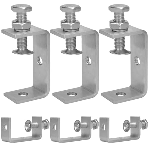 6 abrazaderas C, abrazadera de acero inoxidable 304, apertura de mandíbula de 65 mm, pinza de fijación ajustable, rango de sujeción ajustable de 35 a 60 mm, abrazadera de soporte resistente para