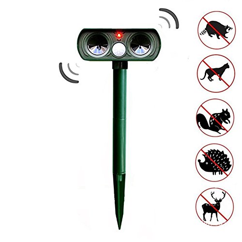 Ailyoo Batterie étanche pour Chat Cricket Pet Repeller avec opération Solaire et Flash Contre Les Chats, Chiens, martres, répulsif pour Animaux, Vert, Taille S