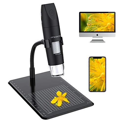MoKo Wireless Digital Microscope 50x to 1000x 1080P 2.0 MP Microscope Camera Mini Pocket Handheld USB WiFi Endoscope Portable 8 LED Compatible with iPhone/iPad/Mac/Window/Android/iOS - Black