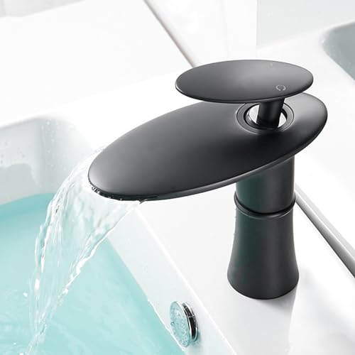 Robinet cascade de salle de bain à levier unique mitigeur noir