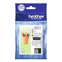 Brother LC-3217BK/LC-3217C/LC-3217M/LC-3217Y Inkjet Cartridges, Black/Cyan/Magenta/Yellow, Multi-Pack, Standard Yield, Includes 4 x Inkjet Cartridges, Genuine Supplies
