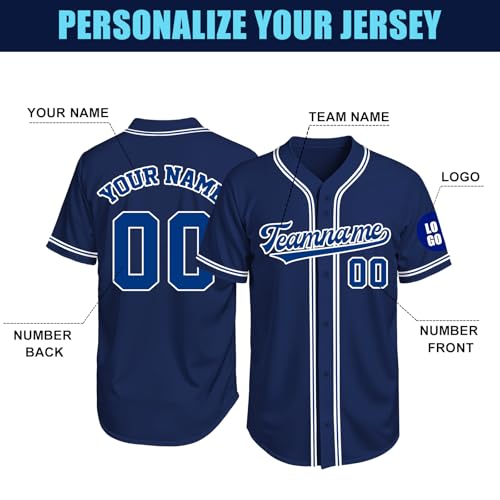 Image of Custom Baseball Jersey Personalized Stitched or Printed Name Number Baseball Shirt Sports Uniform Gifts for Men Women Youth