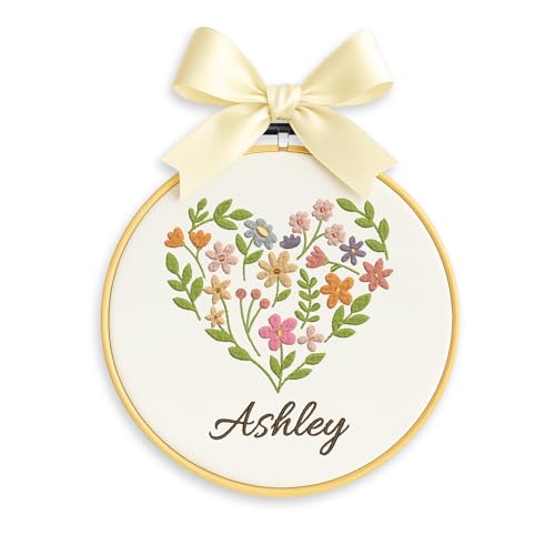Chikky Personalized Baby Name Sign Welcome Baby Announcement Sign Newborn Baby Embroidery Hoop with Bows Baby Hospital Name Sign Custom Infant Baby Name Baby Shower Gifts (05)