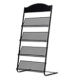 YJKDM Porte-revues d'art sur Pied/en Fer à 4 Couches, présentoir de documentation de Catalogue de Magazines Manuel Multifonctionnel, adapté aux Bureaux, magasins, Halls d'exposition (Noir)