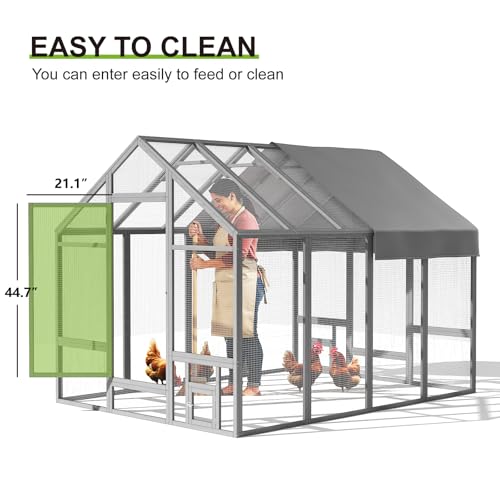 TRYKERPET Large Wood Chicken Coop with Nesting Box, Wooden Chicken Coop with Run, Outdoor Walk-in Poultry Cage with Weatherproof Cover, Chicken House for Outside Farm Backyard