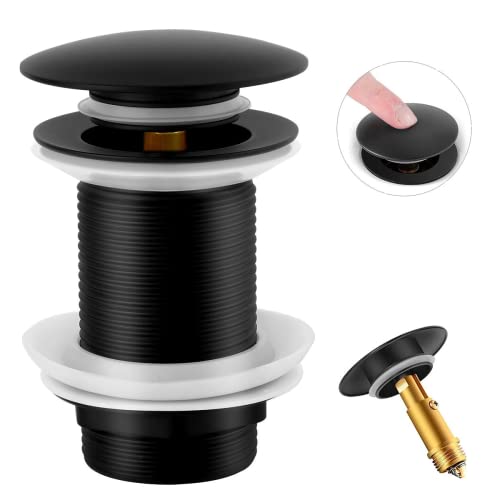 Piletta Per Lavabo Click Clack Senza Troppopieno - G1-1/4“, Nero, Valvola Di Scarico Per Bagno - Foto 4