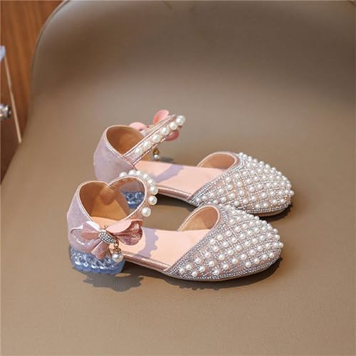 Toddler Baby Girl Shoelaces Pearls Shoes Butterfly Shoes Heel Sandals for Girls2