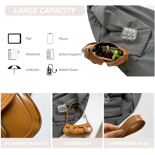 Image of Vintage Buckle Punk Purse for Women, Retro Y2K Shoulder Bag, Mini Hobo Clutch Aesthetic Purse for Travel Shopping