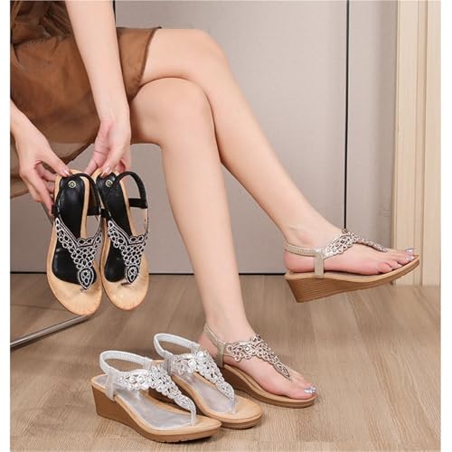 Slingback Sandals Fashion Summer Wedge Open Slippers Elastic Heel Strap Vintage Shoes2