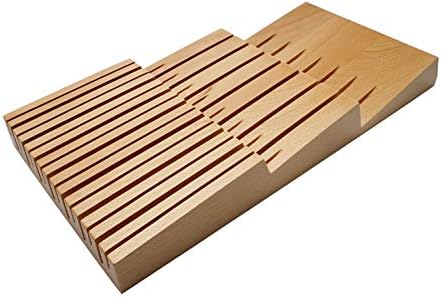 HomeEase In-Drawer Beechwood Knife Block, Knife Drawer Organizer and Holder (16.53 x 8.07 x 1.97 inch)