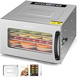 6 Trays Food Dehydrator, All Stainless Steel Dehydrator Raw Food & Jerky Fruit,400W Preserve Food Nutrition Professional Household Vegetable Dryer, with 0-24 Hours Digital Timer